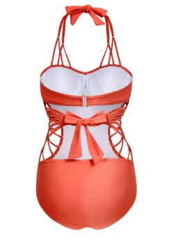 Cutout Detail Tie Back Tie Back One Piece Swimwear -Rosewe Promotion Store 1697777855065828816