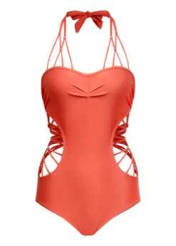 Cutout Detail Tie Back Tie Back One Piece Swimwear -Rosewe Promotion Store 1697777855159544408