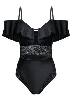 Spaghetti Strap Lace Black One Piece Swimwear -Rosewe Promotion Store 1697793752296486194