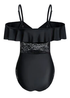 Spaghetti Strap Lace Black One Piece Swimwear -Rosewe Promotion Store 1697793752708783513