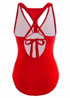 Cut Out Red Criss Cross One Piece Swimwear -Rosewe Promotion Store 1697853631381489867