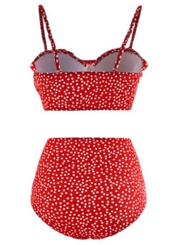 Polka Dot Ruffle Trim Bowknot Bikini Set -Rosewe Promotion Store 1697854413322537785