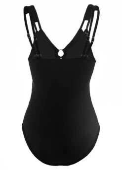 Metal Ring Detail Lace Patchwork Black One Piece Swimwear -Rosewe Promotion Store 1697855099645916440
