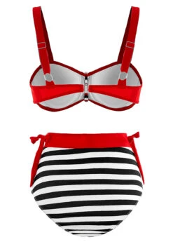 Color Block High Waisted Stripe Print Bikini Set -Rosewe Promotion Store 1697856066130389274
