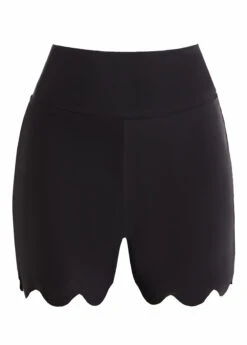 Wavy Hem Black High Waisted Swimwear Shorts -Rosewe Promotion Store 1697880289359127786