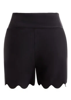 Wavy Hem Black High Waisted Swimwear Shorts -Rosewe Promotion Store 1697880289819274364