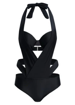 Halter Cutout Black Detail One Piece Swimwear -Rosewe Promotion Store 1698030915818951803