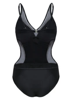 Black Mesh Stitching Cutout One Piece Swimwear -Rosewe Promotion Store 1698031004517376902