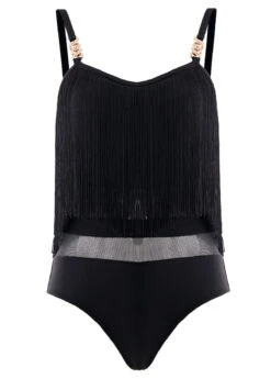 Tassel Mesh Black One Piece Swimwear 14 Tassel Mesh Black One Piece Swimwear -Rosewe Promotion Store 1698037460935476303