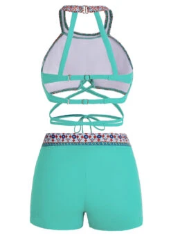 Tie Front Tribal Print Cutout Back Bikini Set -Rosewe Promotion Store 1698038405881118206