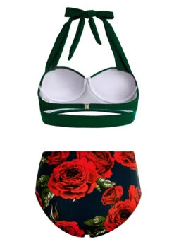Halter High Waist Floral Print Bikini Set -Rosewe Promotion Store 1698044503369807872