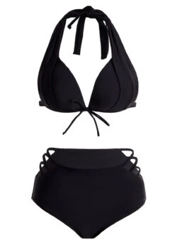 Halter Bowknot Pierced High Waisted Bikini Set -Rosewe Promotion Store 1698050352744580761