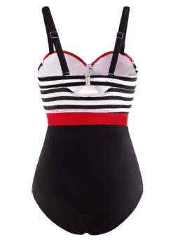 Stripe Print Spaghetti Strap One Piece Swimwear -Rosewe Promotion Store 1698052018604300501