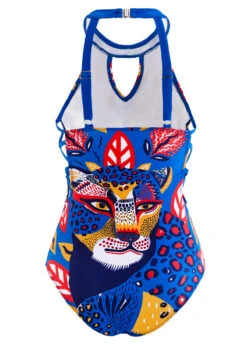 Animal Prints Lace Up One Piece Swimwear -Rosewe Promotion Store 1698052400835515526