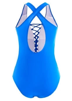 Mesh Royal Blue Cutout One Piece Swimwear -Rosewe Promotion Store 1698113297972891721