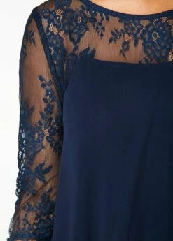 Navy Plus Size Lace H Shape Dress -Rosewe Promotion Store 208220 P 15361316892384