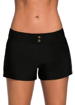 Low Waisted Black Plus Size Swim Shorts