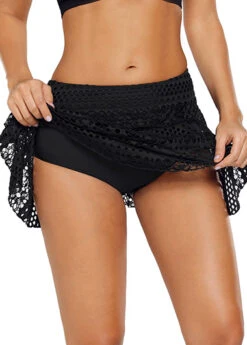 Mid Waist Pierced Design Black Pantskirt -Rosewe Promotion Store 217295 P 161103959310302