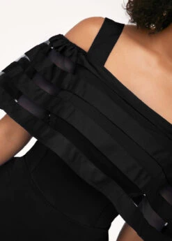 Strappy Cold Shoulder Black Ruffle Overlay Jumpsuit -Rosewe Promotion Store 217793 P 1594431928898