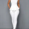 White V Neck Sleeveless Peplum Jumpsuit 1 White V Neck Sleeveless Peplum Jumpsuit -Rosewe Promotion Store 219284 P 16503499211880