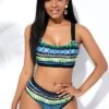 Printed Mid Waist Tie Back Bikini Set -Rosewe Promotion Store 225030 P 1595987455932