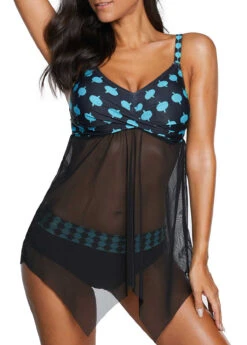 Dot Print Asymmetric Hem Swimdress And Panty -Rosewe Promotion Store 225603 P 16285061159802