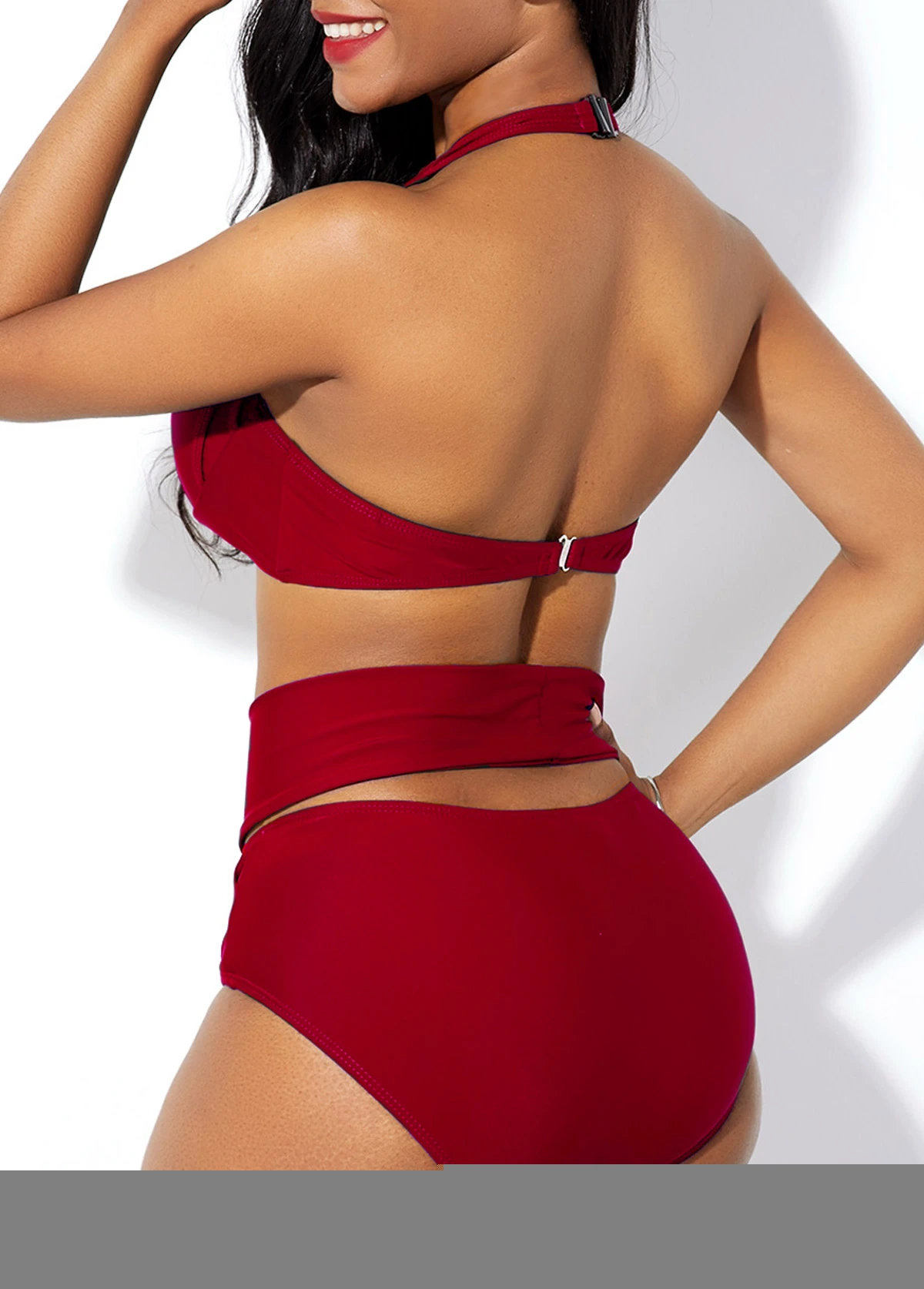 High Waist Cross Front Cage Neck Bikini Set 5 High Waist Cross Front Cage Neck Bikini Set - Image 3