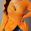 Cutout Front Long Sleeve Asymmetric Hem Sweater