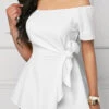 Tie Side Off The Shoulder White Blouse -Rosewe Promotion Store 234926 P 16503479362360