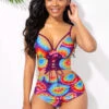 Printed High Waisted Spaghetti Strap Bikini Set -Rosewe Promotion Store 235080 P 15864138248300