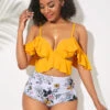 High Waist Ruffle Overlay Spaghetti Strap Bikini Set -Rosewe Promotion Store 237995 P 1591333758705