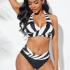 Contrast Halter Geometric Print Bikini Set -Rosewe Promotion Store 241969 P 1607663906201