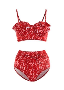 Polka Dot Ruffle Trim Bowknot Bikini Set -Rosewe Promotion Store 242817 P 16970155601924