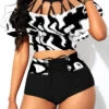 Foldover Front Lace Up High Waisted Bikini Set 2 Foldover Front Lace Up High Waisted Bikini Set -Rosewe Promotion Store 243071 P 1589874907173