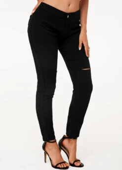 Black High Waist Shredded Skinny Jeans 9 Black High Waist Shredded Skinny Jeans -Rosewe Promotion Store 243092 P 1591258331102