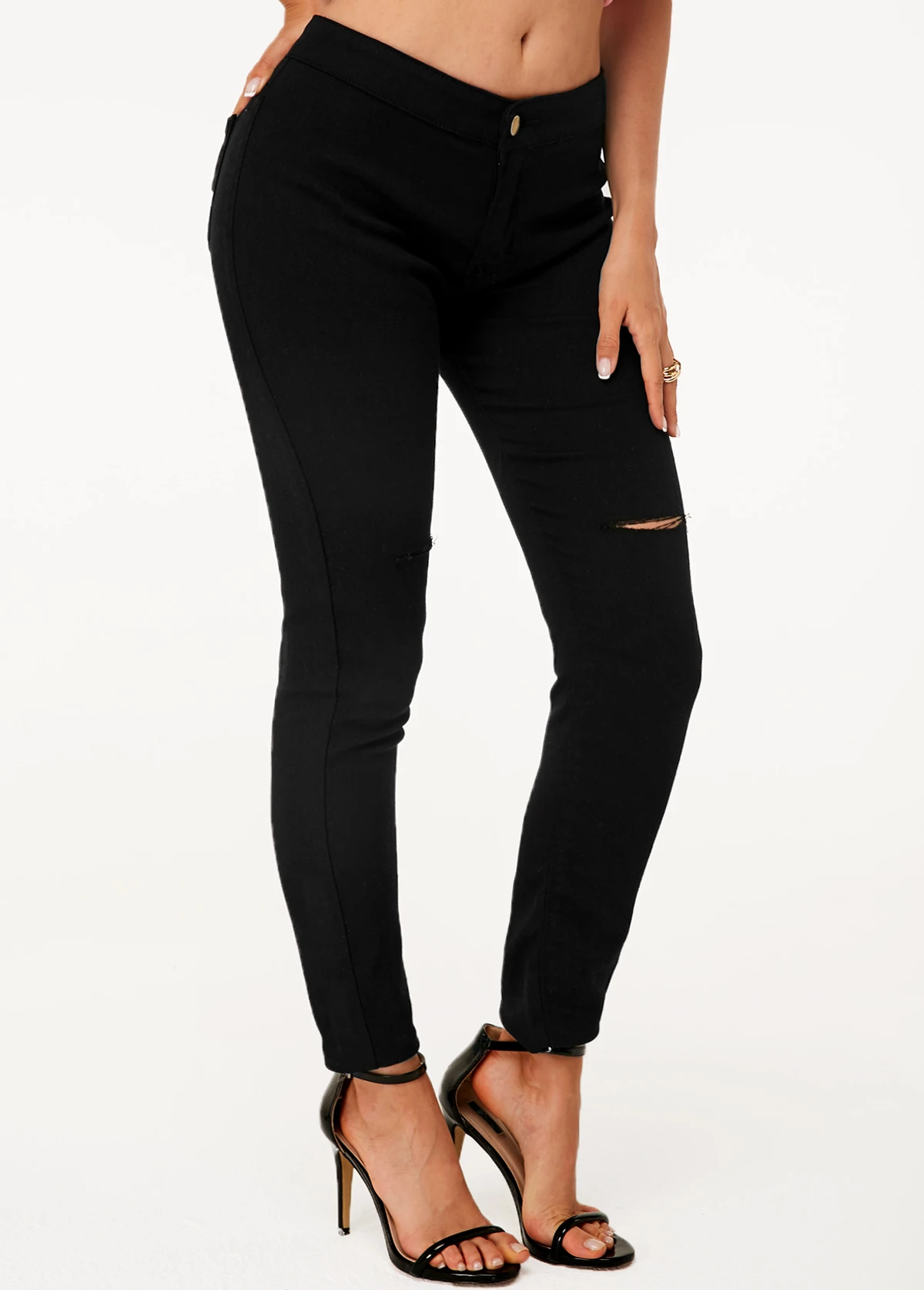 Black High Waist Shredded Skinny Jeans 6 Black High Waist Shredded Skinny Jeans - Image 4