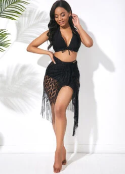 Halter Bowknot Pierced High Waisted Bikini Set -Rosewe Promotion Store 244275 P 15926228482953