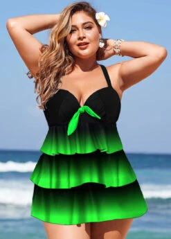 Gradient Layered Hem Plus Size Swimdress And Panty -Rosewe Promotion Store 246208 P 1593486578782