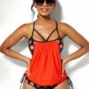 Polka Dot Tie Orange Tankini Set -Rosewe Promotion Store 247430 P 1638053311646