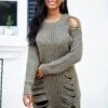 Round Neck Draped Fringe Long Sleeve Sweater -Rosewe Promotion Store 248768 P 15974809490830