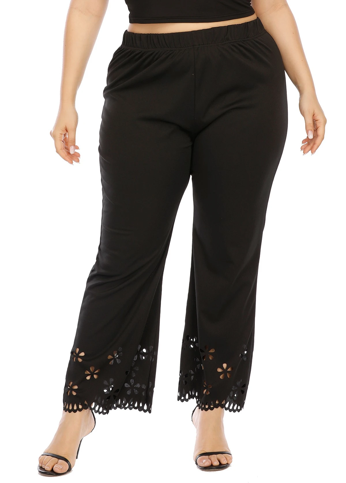 Pierced Elastic Waist Plus Size Pants 3 Pierced Elastic Waist Plus Size Pants