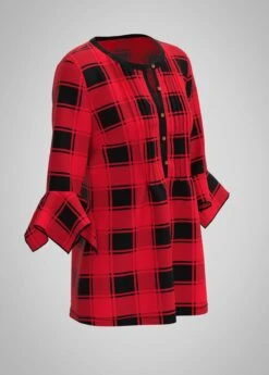 Hanky Cuff Round Neck Plaid Print Blouse 8 Hanky Cuff Round Neck Plaid Print Blouse -Rosewe Promotion Store 252788 P 1600164937347