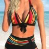 Halter Rainbow Color Bowknot Bikini Set