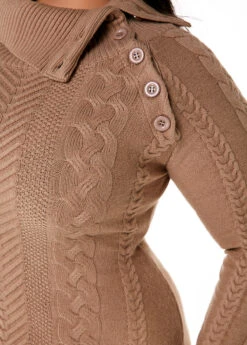 Cable Knit Flap Collar Plus Size Dress -Rosewe Promotion Store 254748 P 16035218840634