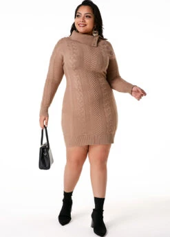 Cable Knit Flap Collar Plus Size Dress -Rosewe Promotion Store 254748 P 16035218842013
