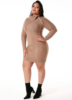 Cable Knit Flap Collar Plus Size Dress -Rosewe Promotion Store 254748 P 16035218845132