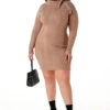 Cable Knit Flap Collar Plus Size Dress