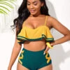 High Waisted Ruffle Hem Spaghetti Strap Bikini Set -Rosewe Promotion Store 254902 P 16070457621120