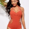 Cutout Detail Tie Back Tie Back One Piece Swimwear -Rosewe Promotion Store 255659 P 16052573240160