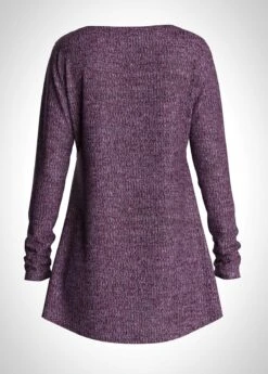 Solid Plus Size Long Sleeve V Neck T Shirt -Rosewe Promotion Store 257227 P 1604477658992